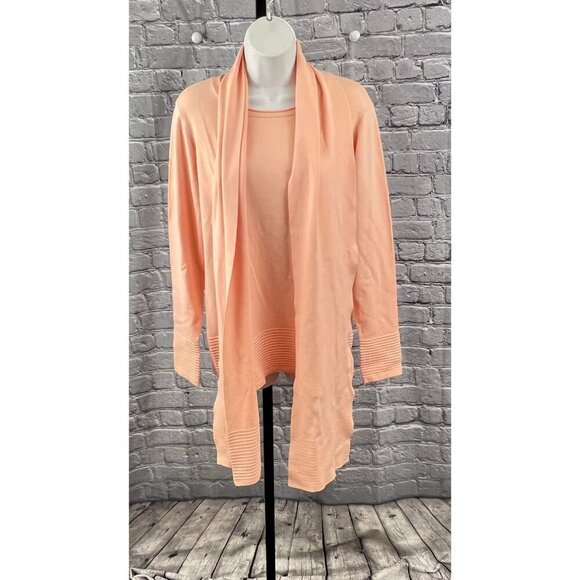 Conrad C Collection Sorbet Peach Sweater Size L Ribbed Rolled Neck w/scarf - Picture 3 of 10
